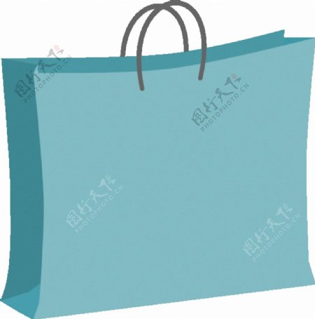 手绘浅蓝色购物袋免抠png透明素材