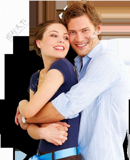 拥抱这幸福微笑的夫妻免抠png透明素材