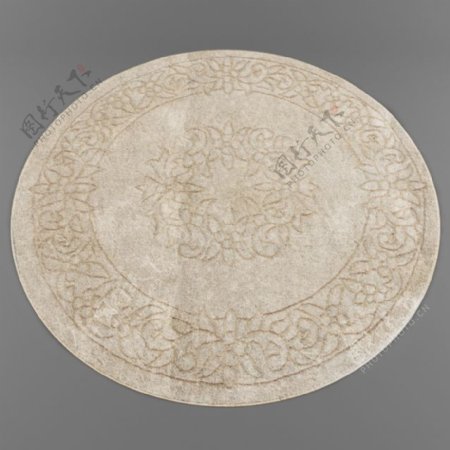中式风格花纹圆形地毯
