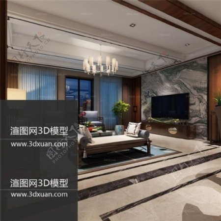 中式客厅精装模型