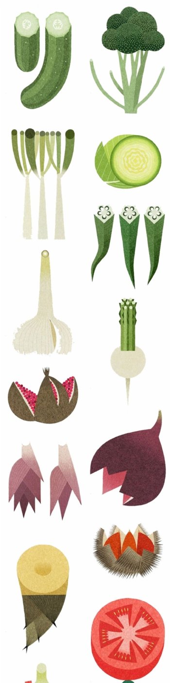 手绘蔬菜集合图案