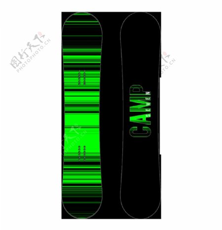 创意绿色滑雪板免抠png透明图层素材