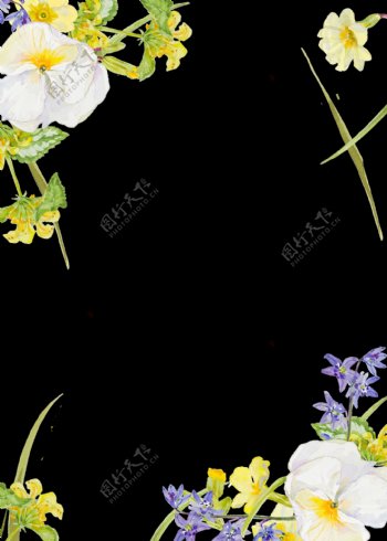 紫白色花朵植物水彩手绘透明素材