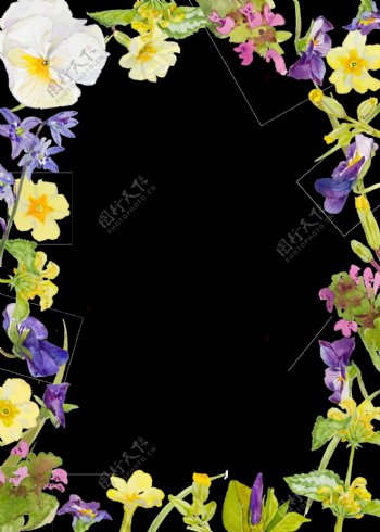 紫色水彩手绘花朵透明素材