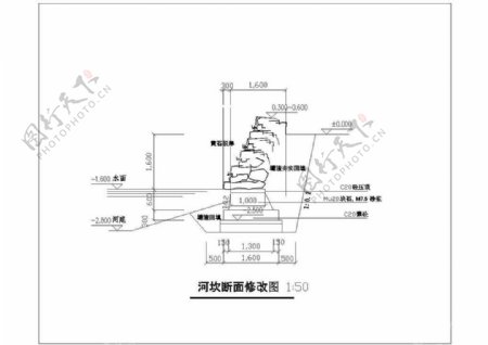 公园景观改造河坎修改CAD图纸