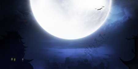 月亮夜晚淘宝全屏banner背景