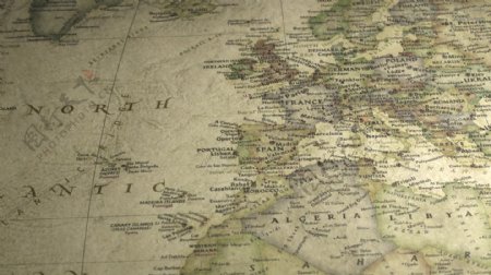 浏览一张老式地图到欧洲