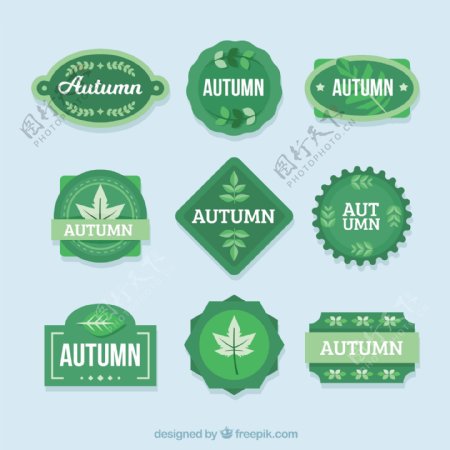 绿色包装的秋季标签