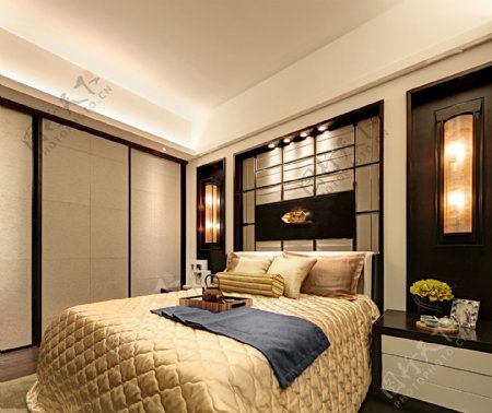 奢华中式风格别墅卧室装修效果图