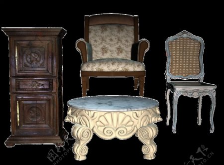 复古欧式家具免抠png透明图层素材
