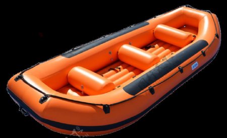 橙色橡皮艇免抠png透明图层素材