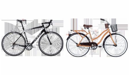 二辆时尚自行车免抠png透明图层素材