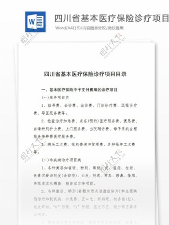 四川省基本医疗保险诊疗项目目录