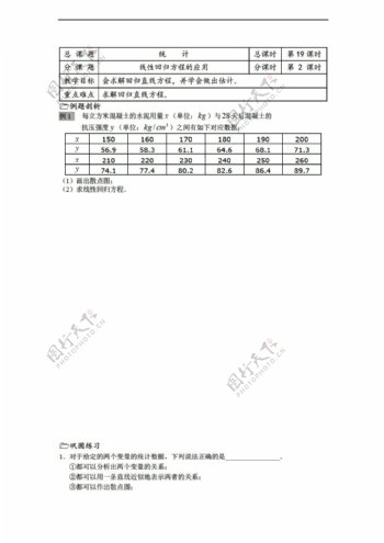 数学苏教版溧水县第二高级中学教学案必修3第19课时线性回归方程的应用