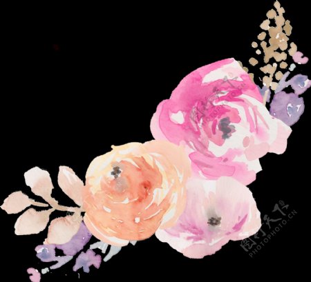 手绘水彩淡雅浪漫花朵png透明素材