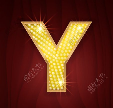 黄色镶边钻石闪耀英文字母Y