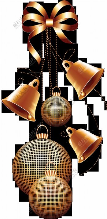 圣诞华丽铃铛圆球装饰png透明素材
