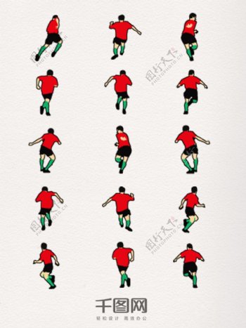简约红色衣服足球运动动作装饰图案