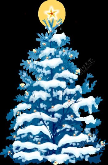 蓝色雪枝圣诞树元素