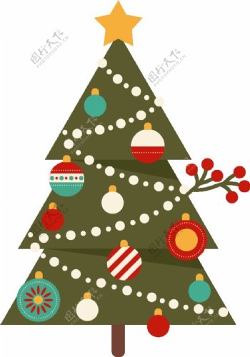 扁平化彩色圣诞树元素