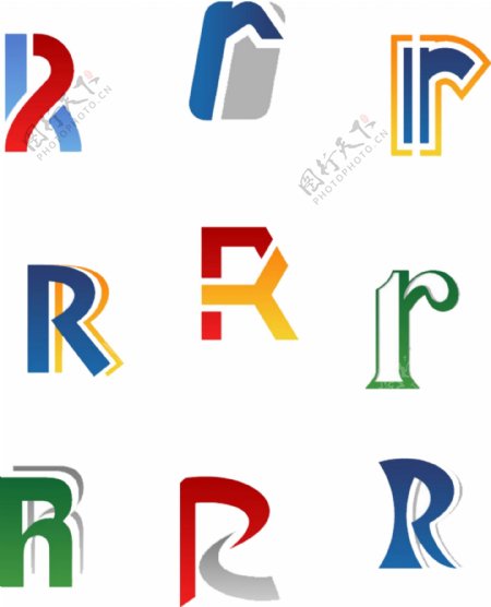 艺术素材商标R元素图标设计装饰图案集合