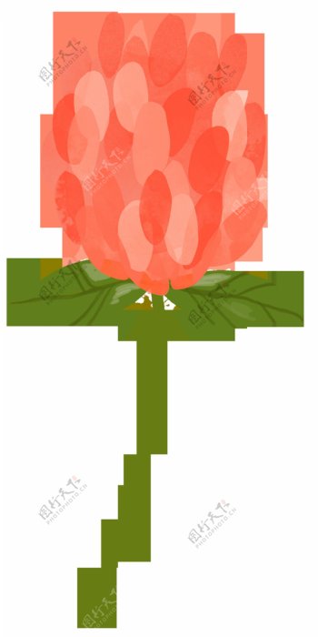 文艺红色花卉卡通水彩透明素材