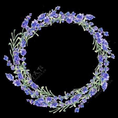 紫罗兰花环卡通水彩透明素材