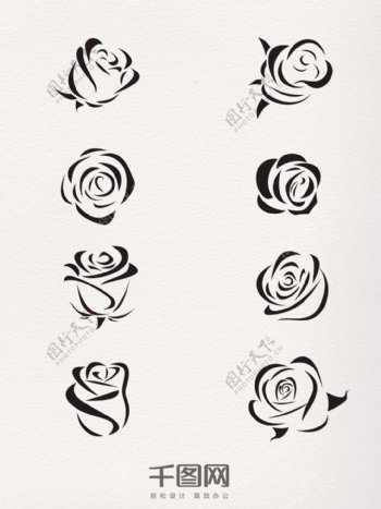情人节黑白玫瑰花手绘图