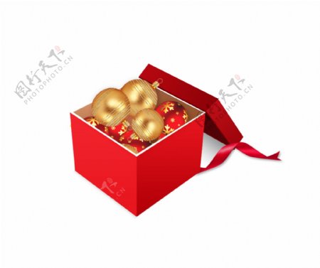 红色喜庆圣诞球礼盒