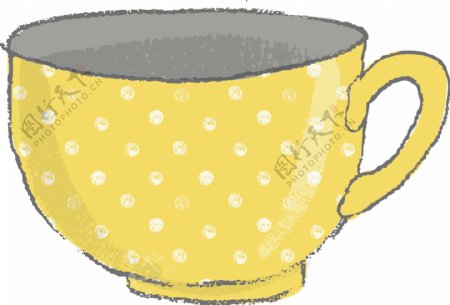 黄色杯子卡通透明素材
