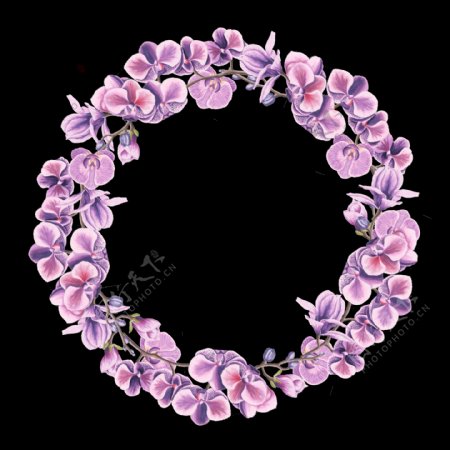 灿紫花球卡通透明素材