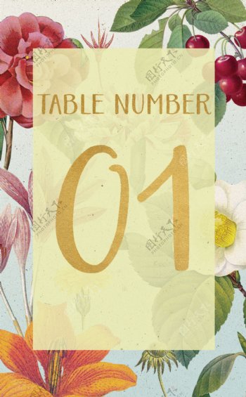 花卉背景装饰桌子号码牌psd源文件