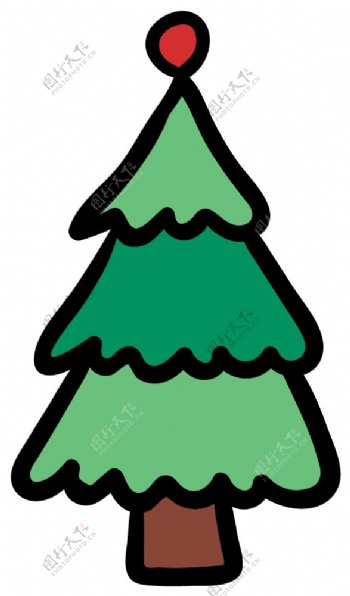 卡通绿色圣诞树PNG元素