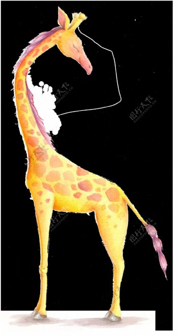 长颈鹿卡通透明素材
