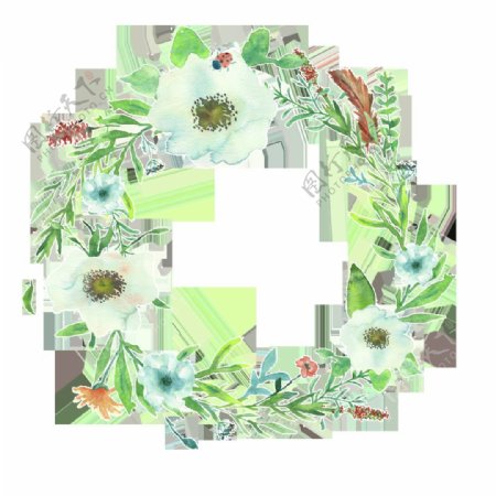 茂盛植物花环卡通透明素材