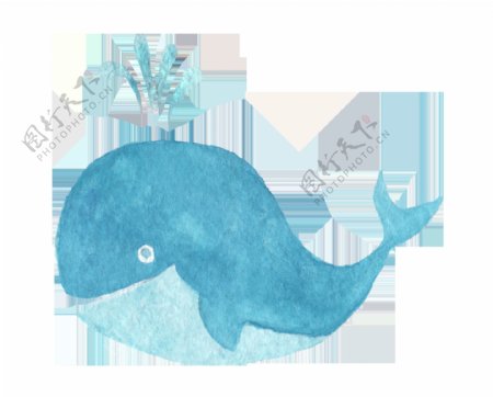 蓝色鲸鱼卡通透明素材