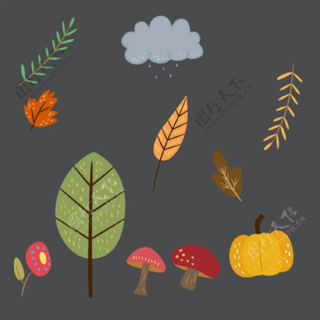 创意秋季植物矢量图