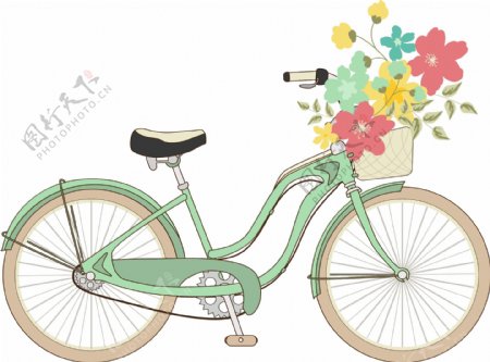 手绘卡通可爱的自行车