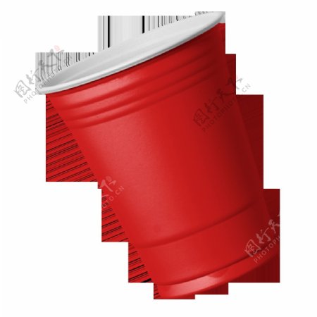 红色塑料杯子png元素