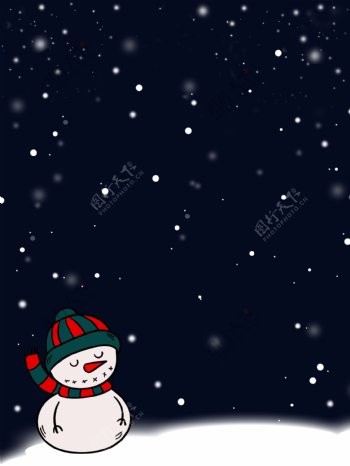 雪人雪花下雪圣诞海报背景