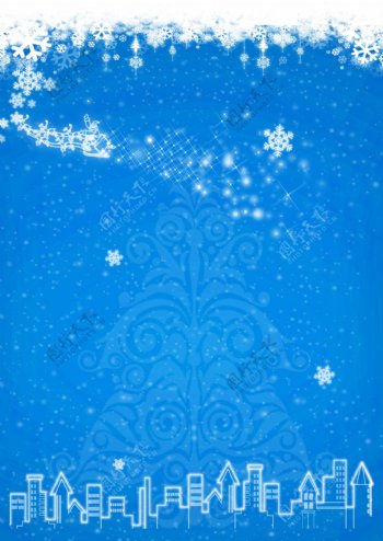 蓝色浪漫冬季圣诞背景