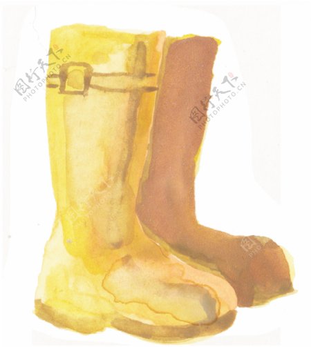 油黄靴子透明装饰素材