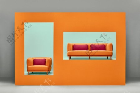 黄色家居椅子沙发产品设计