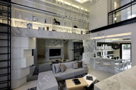 现代客厅灰色沙发效果图