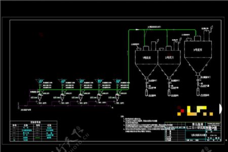 仓泵输灰系统流程图CAD机械图