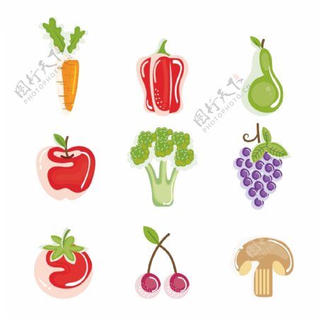 9款健康蔬菜和水果矢量素材