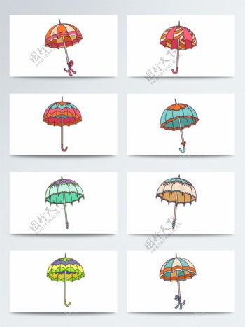 传统节气雨水相关PNG元素卡通复古雨伞