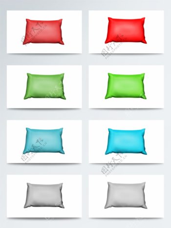 3D立体彩色枕头图标元素