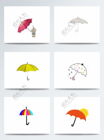 卡通矢量彩绘雨伞