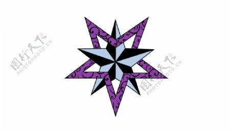 卡通紫色五角星png元素